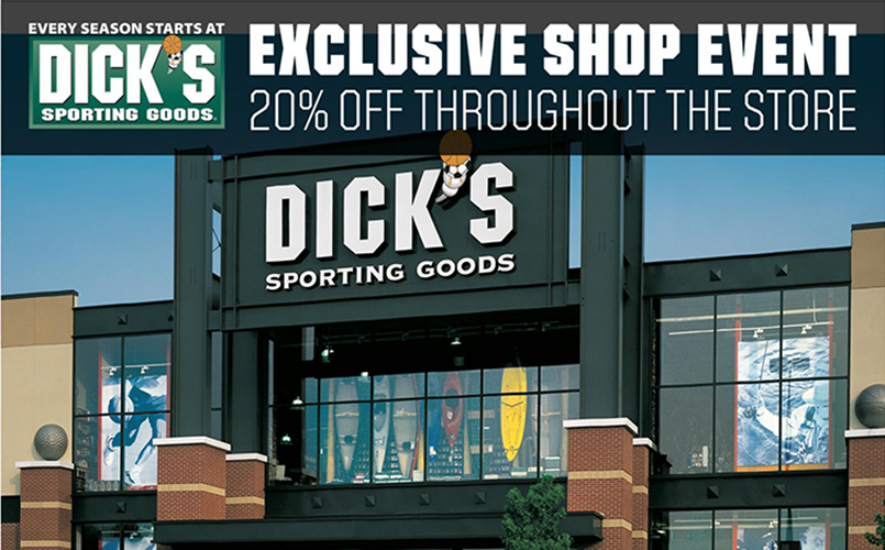 Save 20% at Dicks Sporting Goods 8/25 to 8/28